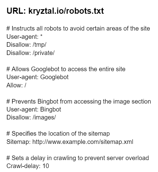 Kryztal Robots.txt example. What is it. How to use it.