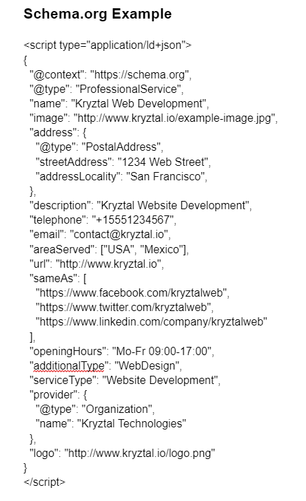 Kryztal Schema.org example. What is it. How to use it.